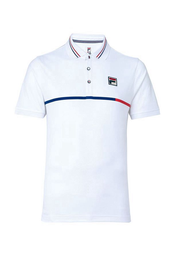 Camisas Polo Fila Hombre Blancas / Azules / Rojas - Heritage Tennis - España 187302SBD